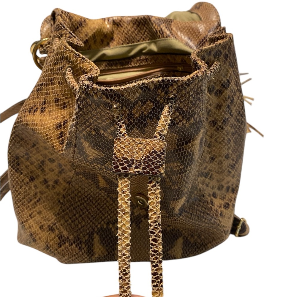 Snakeskin Patterned Tan Backpack - Picture 8 of 8